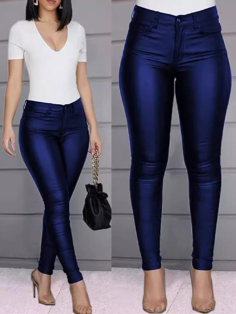Pantalon Similicuir Femme – Taille Haute Extensible