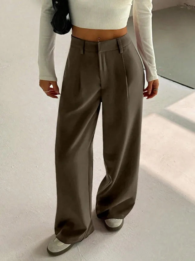 Pantalon Ample Femme – Taille Haute et Tissu Léger