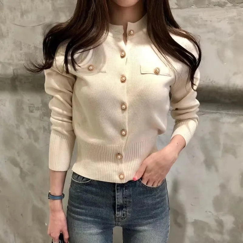 Cardigan Court Femme – Maille Ajustée Style Coréen