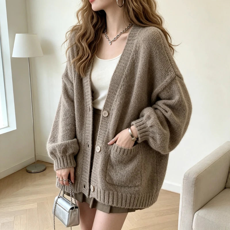Cardigan Fin en Mohair Femme – Chic et Décontracté