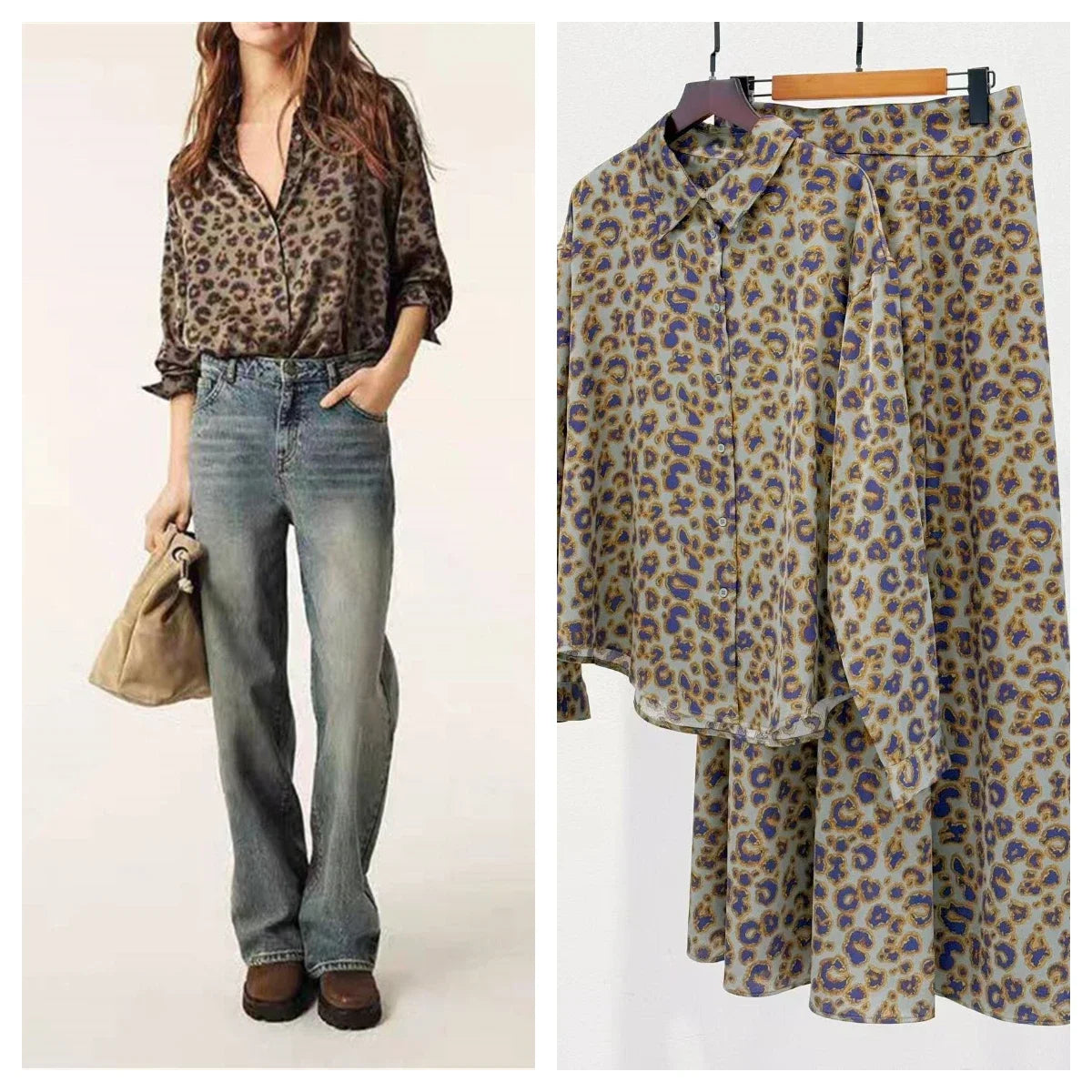Chemise Femme – Col Rabattu et Imprimé Léopard