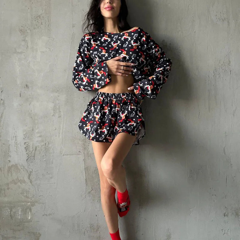 Ensemble détente femme 2 pièces à motifs de Noël