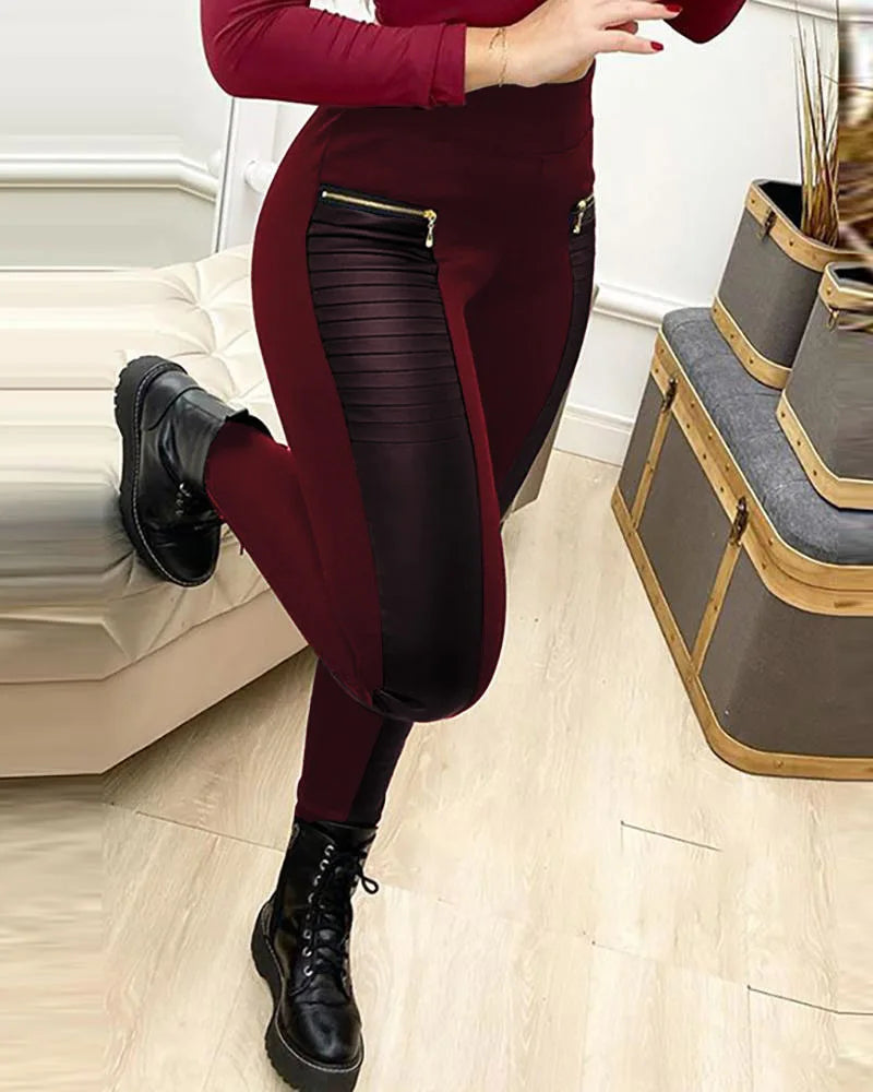 Legging Noir Femme – Taille Haute et Fermeture Zippée