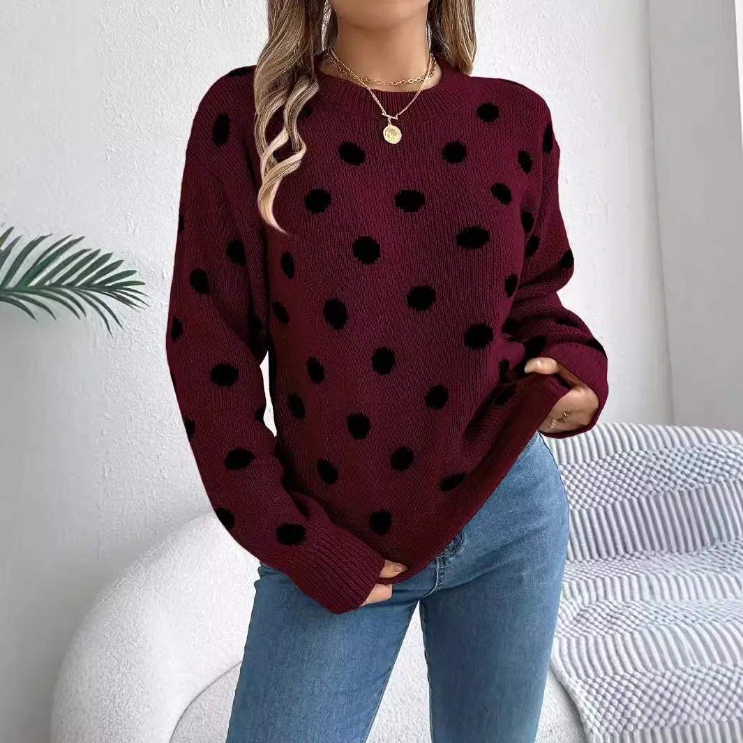 Pull à Pois Femme – Maille et Motifs Contrastés