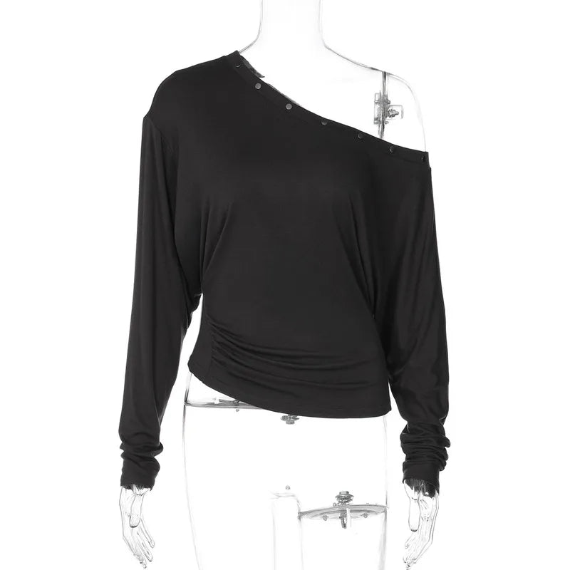 T-shirt Femme – Épaules Dénudées et Manches Longues