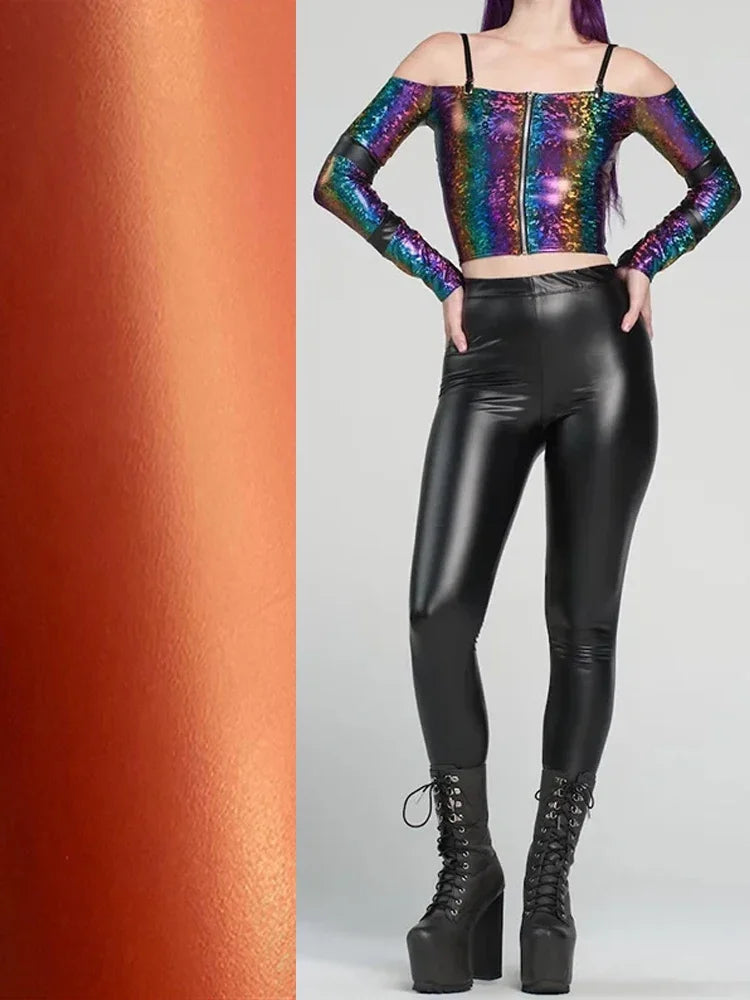 Legging Taille Haute Femme – Similicuir Extensible Sans Couture