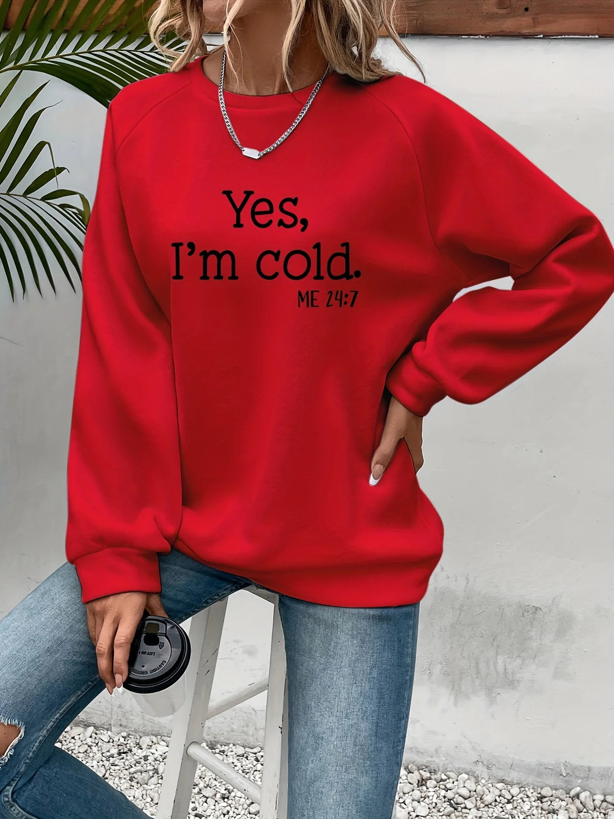 Sweat « Oui, j’ai froid » Polaire Oversize – Confort & Humour pour Femmes