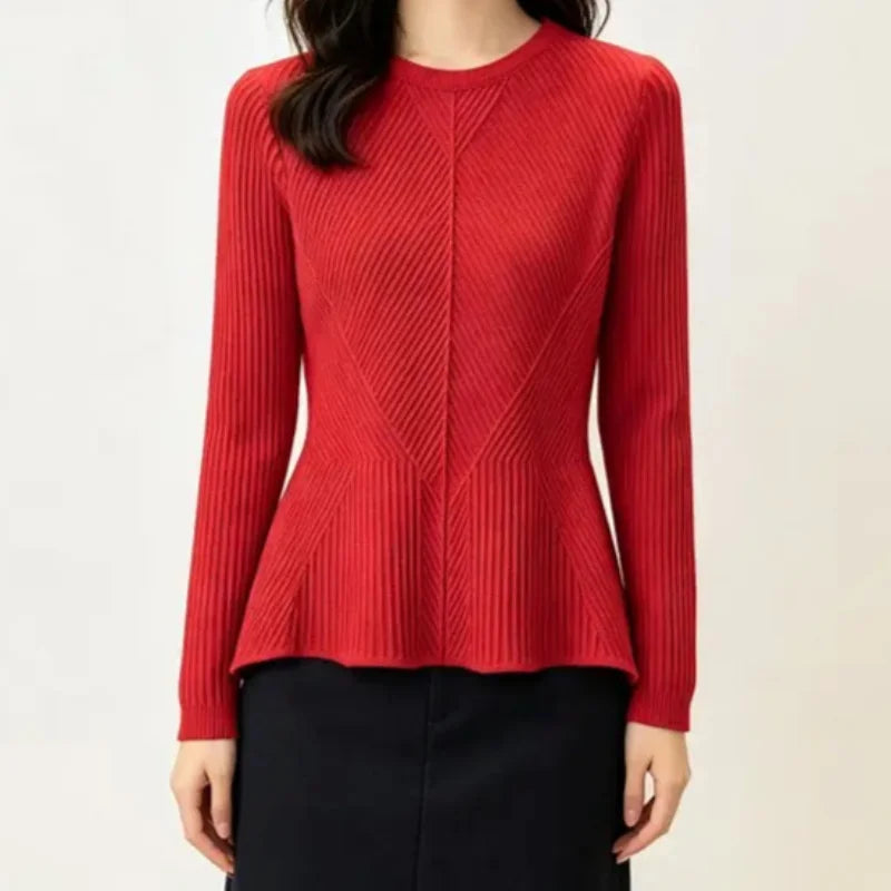 Pull Côtelé Femme – Maille Ajustée et Élégante