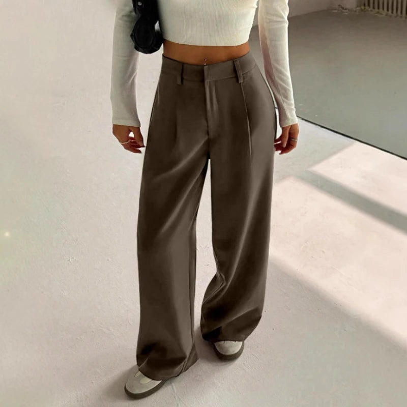 Pantalon Ample Femme – Taille Haute et Tissu Léger