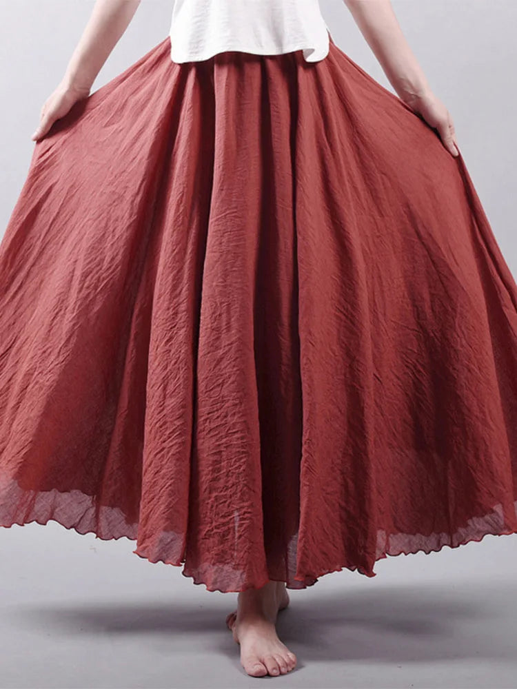 Jupe Longue Femme en Lin – Taille Haute