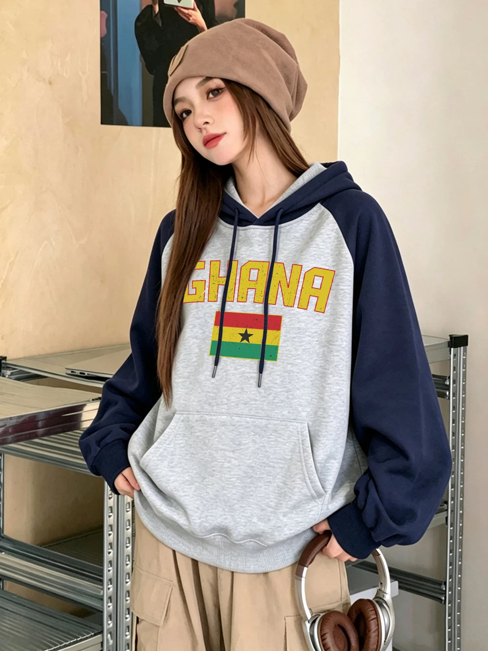 Sweat à Capuche Femme – Drapeau Ghana