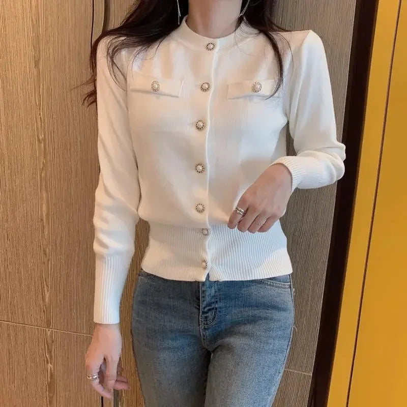 Cardigan Court Femme – Maille Ajustée Style Coréen