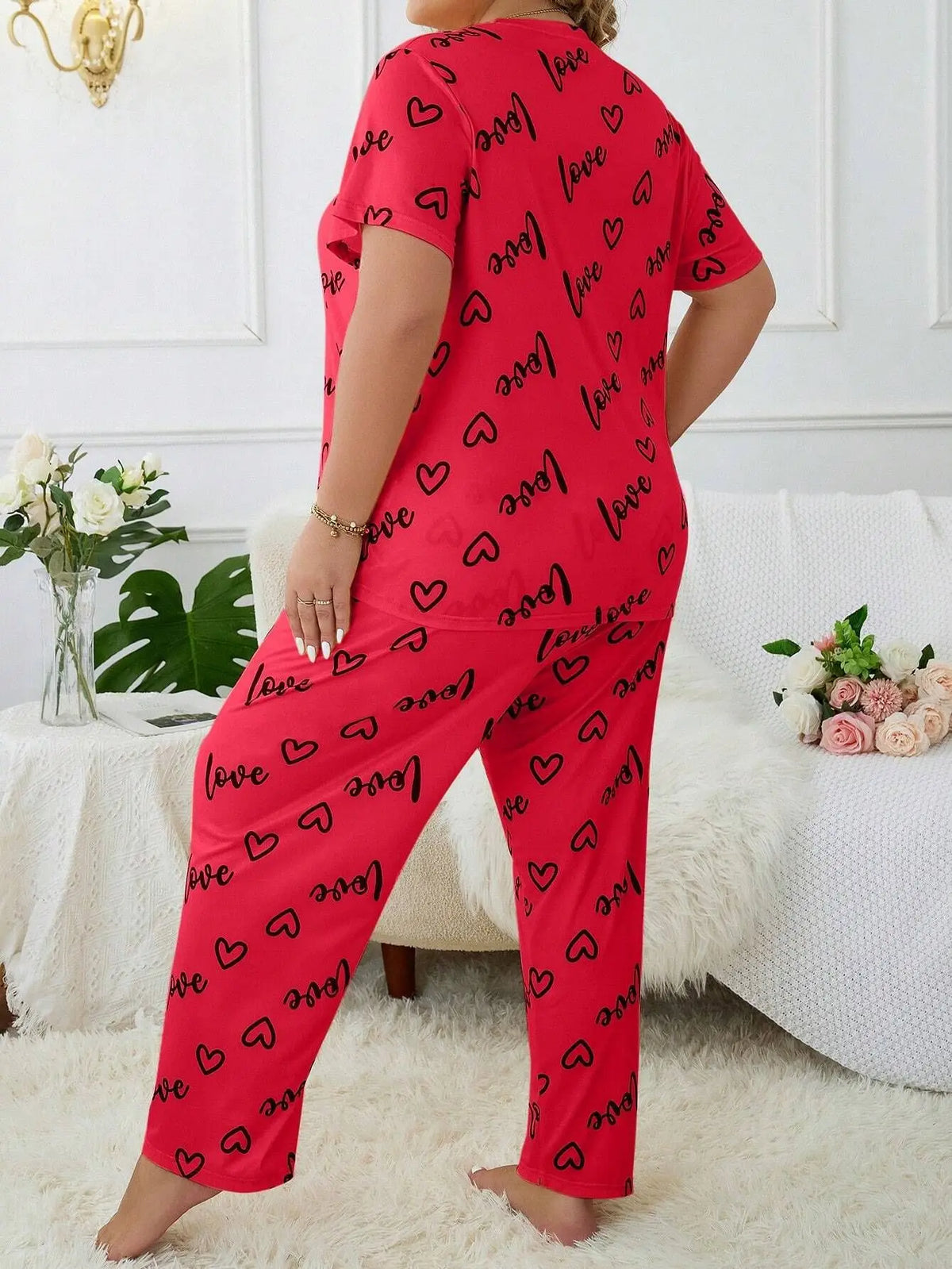 Pyjama Femme – Imprimé Cœurs et Lettres