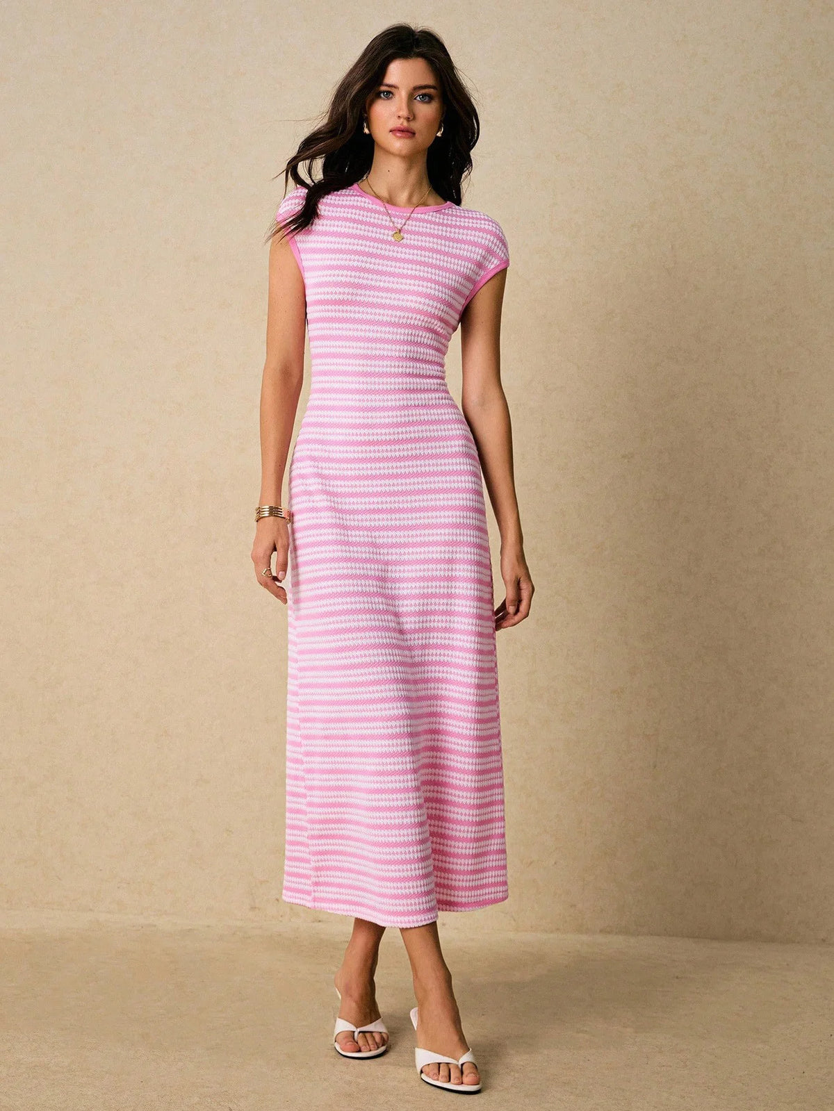Robe Longue Rayée Femme – Coupe Cintrée