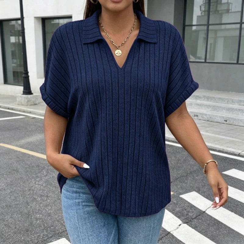 T-shirt en Maille Femme – Coupe Décontractée et Manches Courtes
