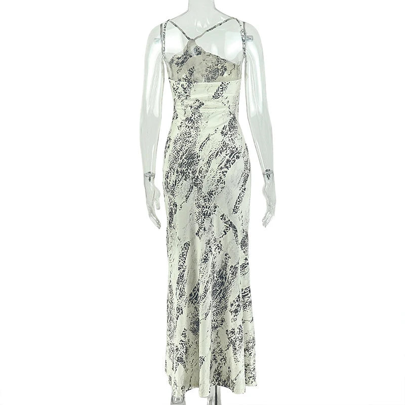 Robe femme longue imprimée sans manches et dos nu