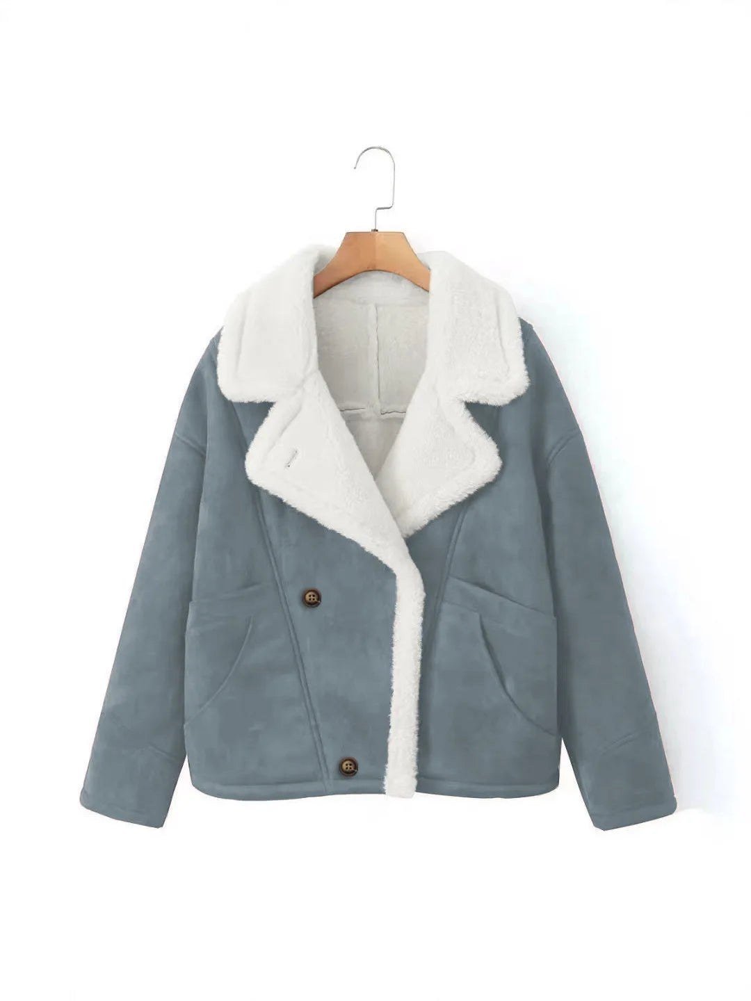 Veste Rétro Femme – Effet Laine d’Agneau et Patchwork