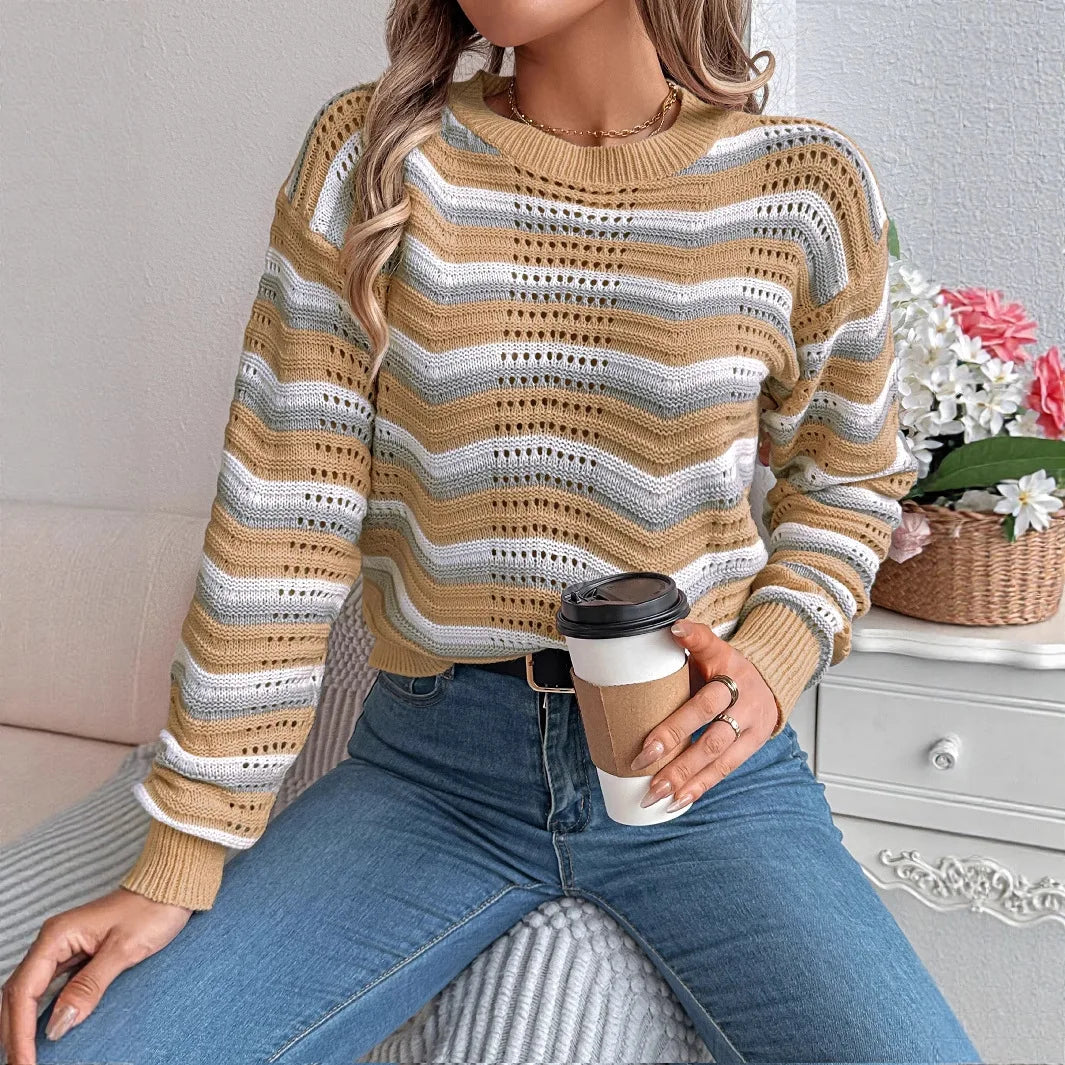 Pull Color Block Femme – Maille Décontractée