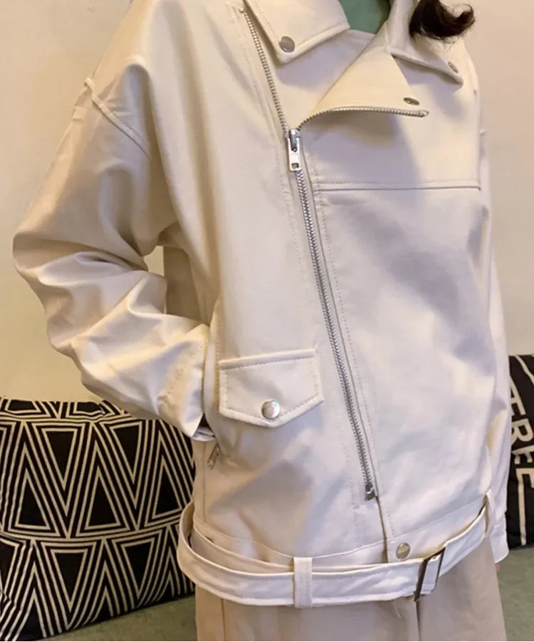 Veste perfecto femme noire en cuir synthétique