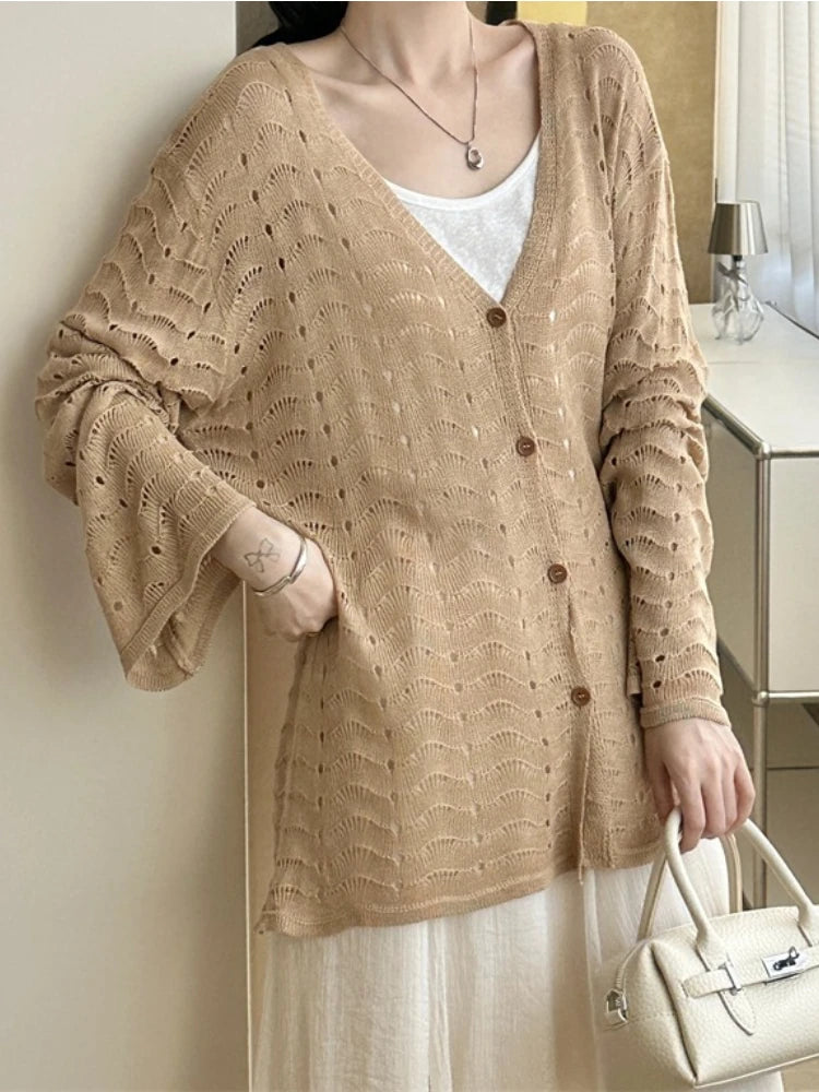 Cardigan Ajouré Femme – Crochet et Col V