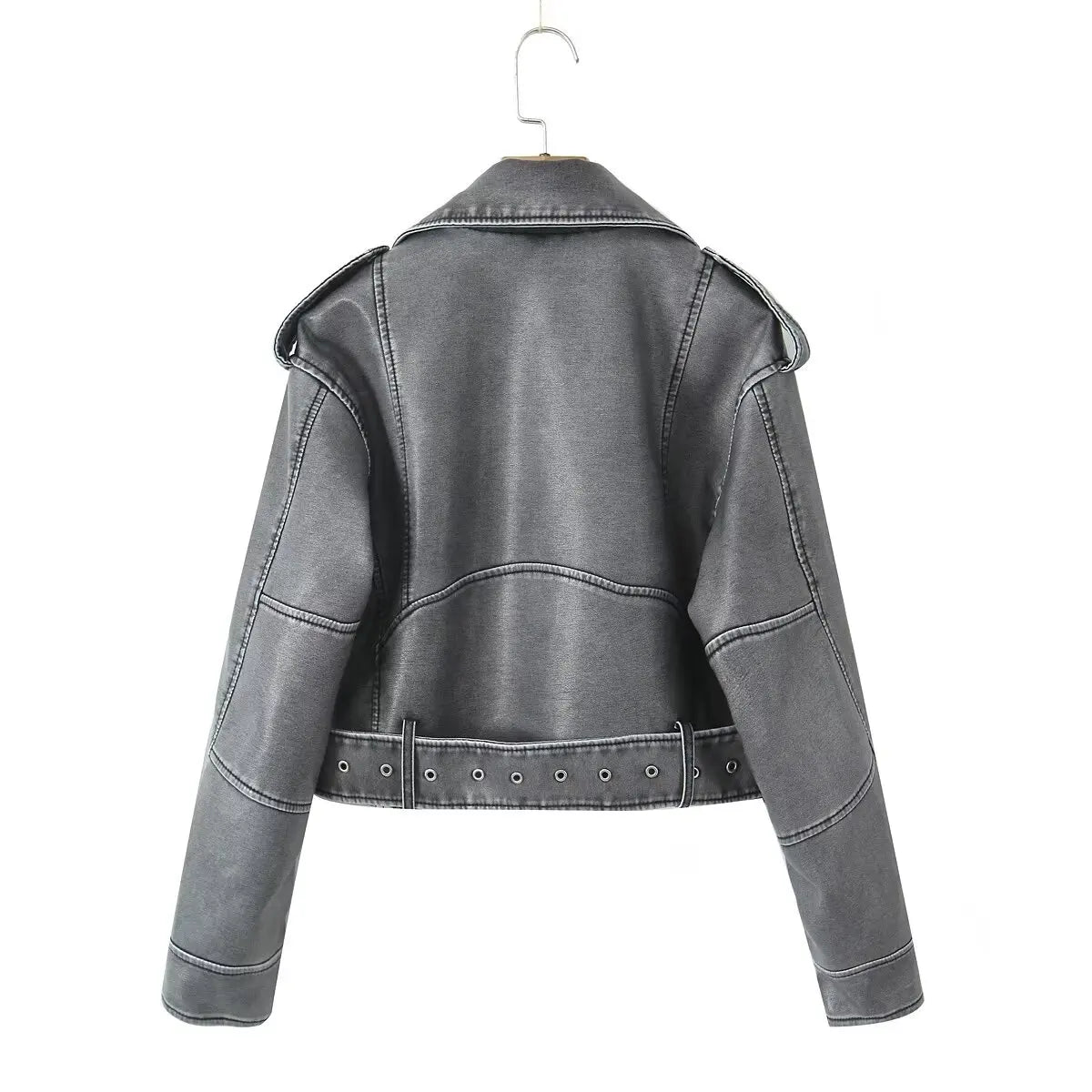 Veste Similicuir Femme – Revers et Fermeture Zippée