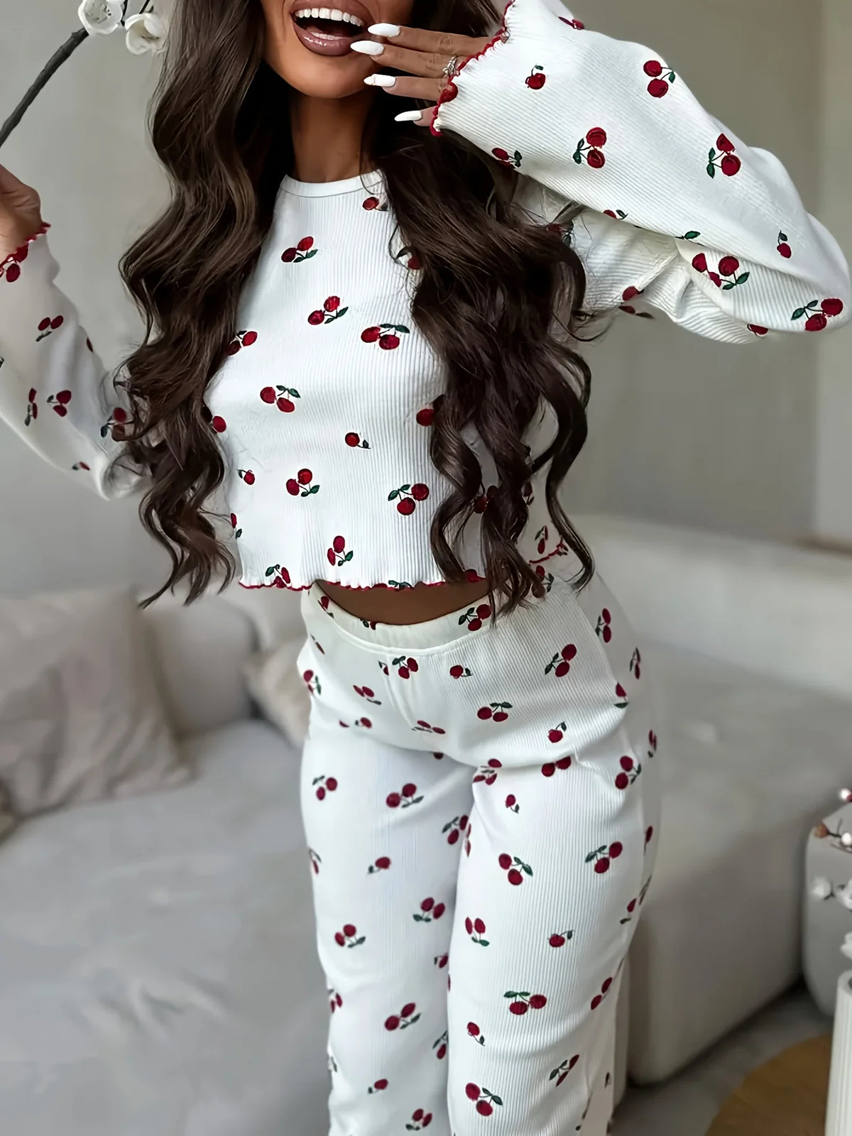 Pyjama à Cerises Femme – Ensemble 2 Pièces Style Y2K