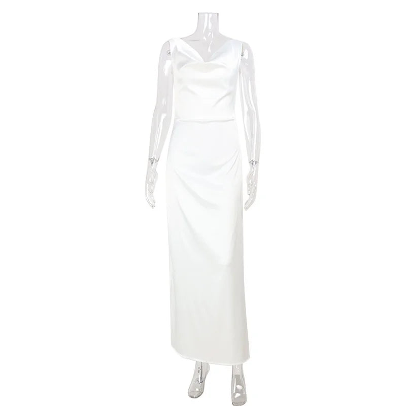Robe de soirée femme longue moulante à col évasé