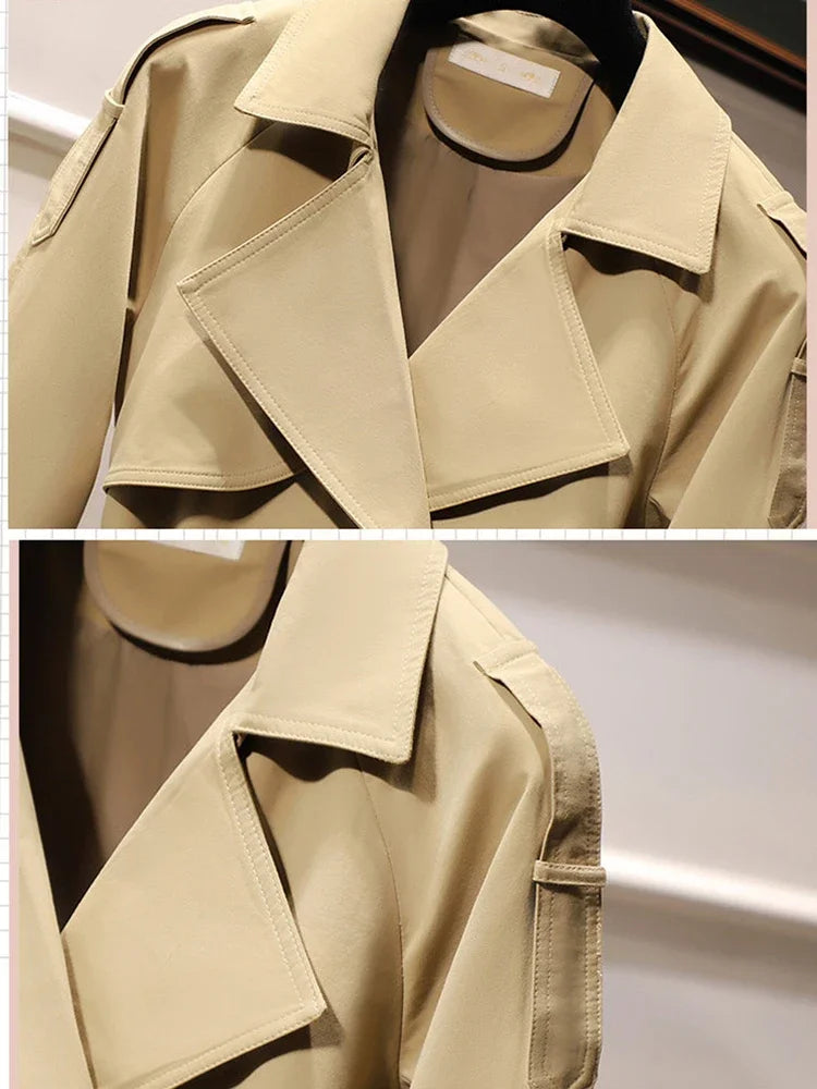 Manteau long femme croisé élégant avec ceinture