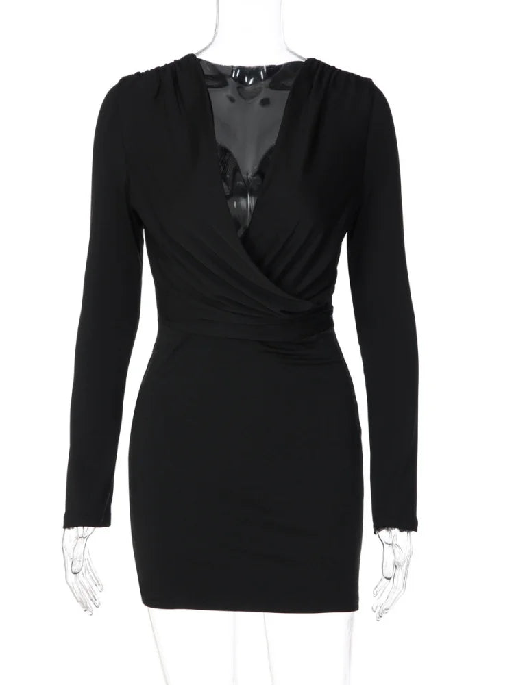 Robe fourreau femme noire à décolleté V