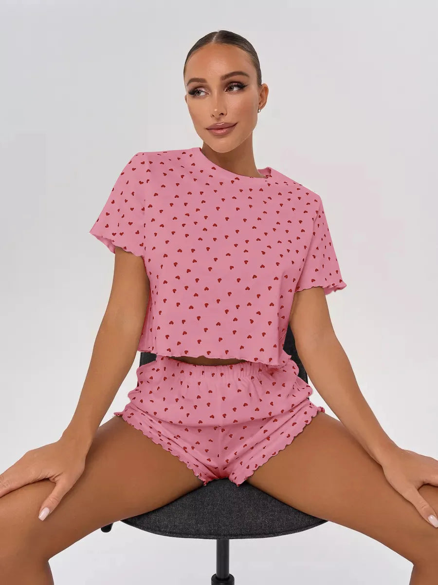 Pyjama d’Été Femme – Imprimé Cœurs