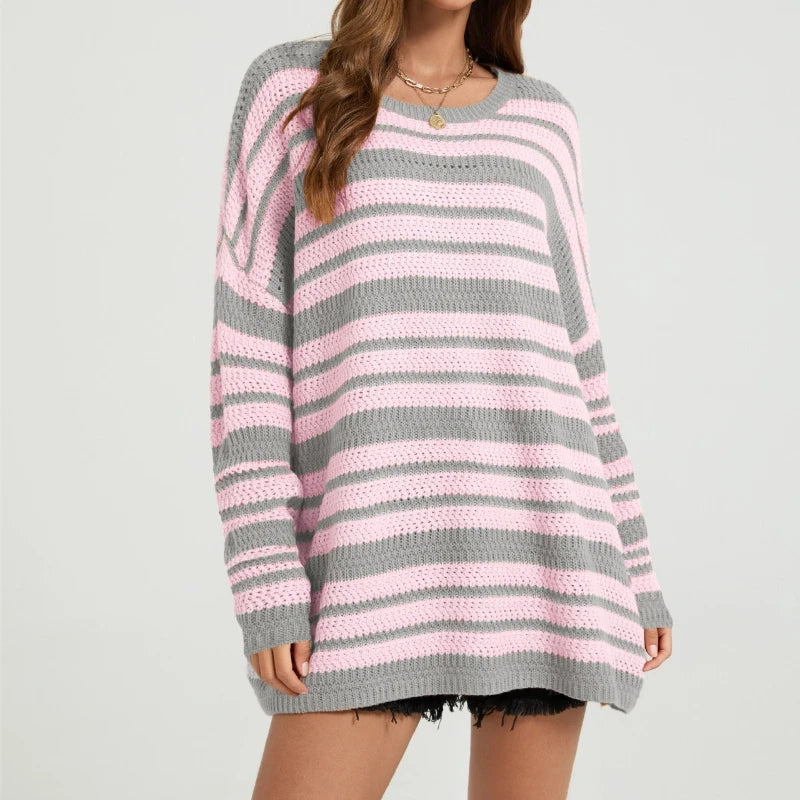 Pull Rayé Femme – Maille Tricotée