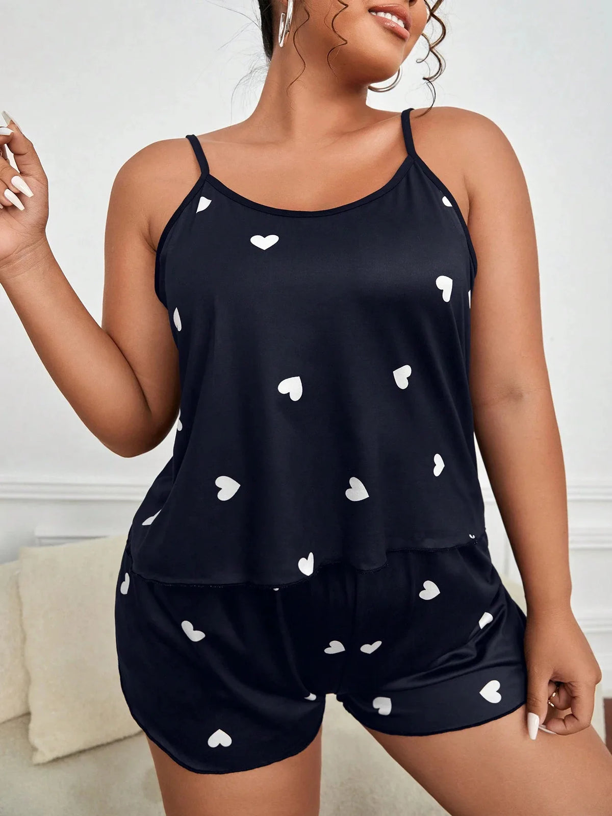 Pyjama Ample 2 Pièces Femme – Haut Court et Short Imprimé