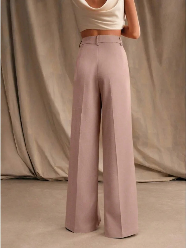 Pantalon de Costume Femme – Taille Haute et Jambes Larges