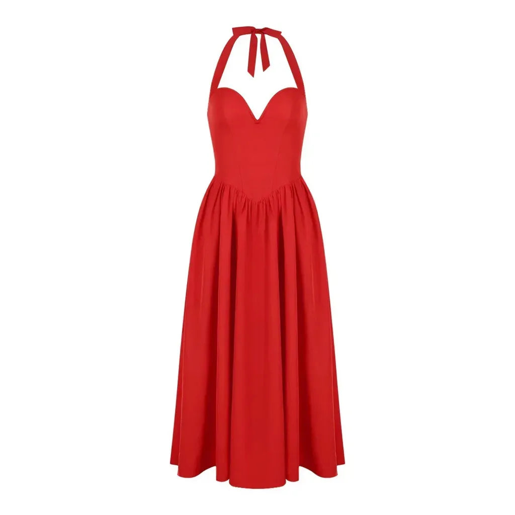 Robe Longue Femme – Col Licou et Broderies