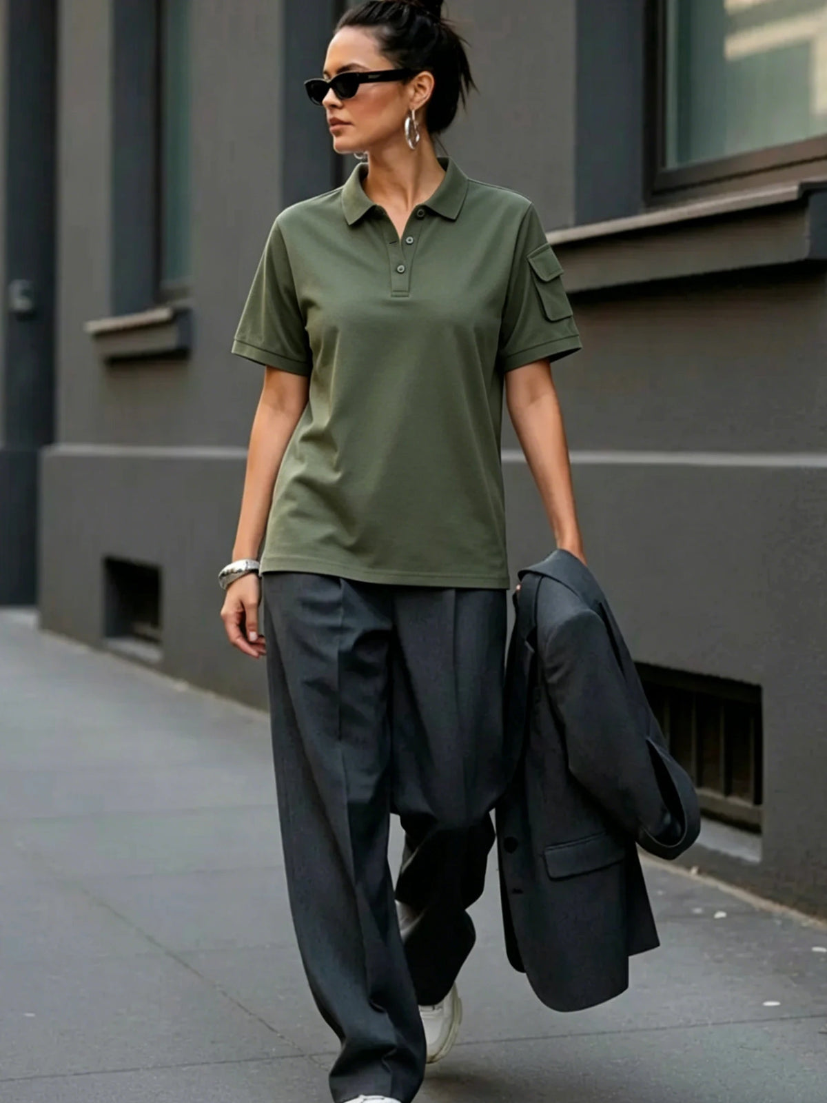 Polo Uni d’Été Femme – Style Décontracté