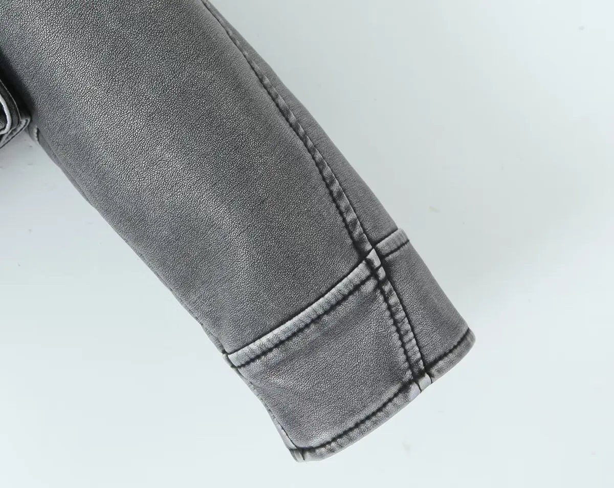 Veste Similicuir Femme – Revers et Fermeture Zippée