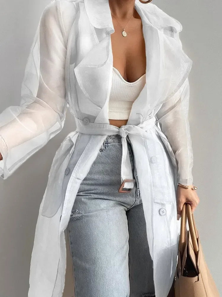 Manteau Boutonné Femme – Manches Longues