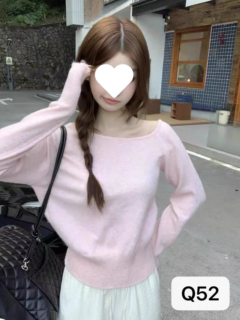 Haut Court en Maille Femme – Coupe Ample et Épaules Tombantes