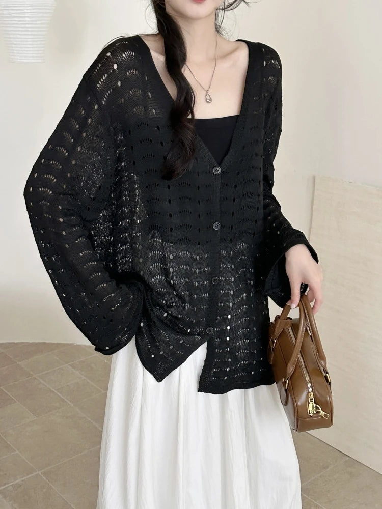 Cardigan Ajouré Femme – Crochet et Col V