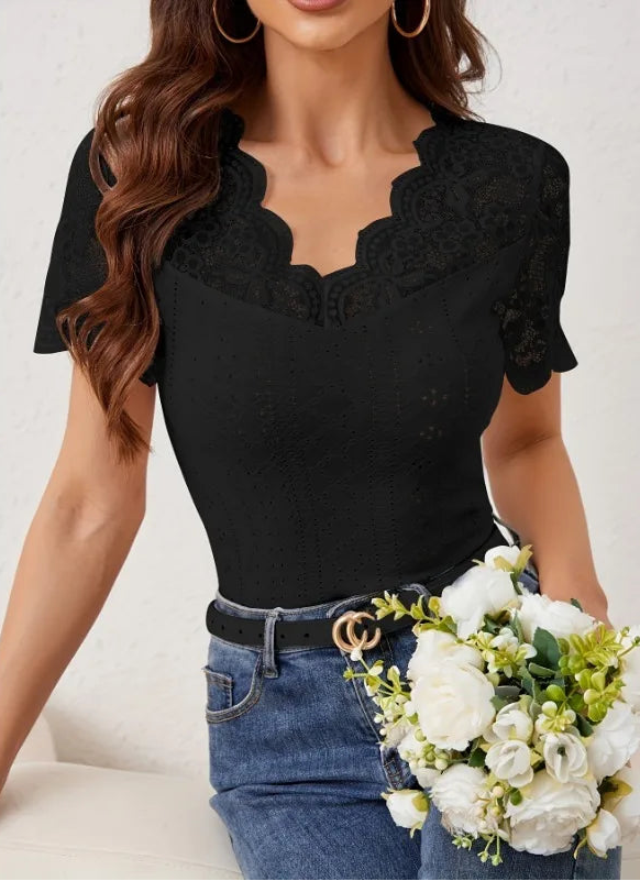 Chemise à Manches Courtes Femme – Style Élégant