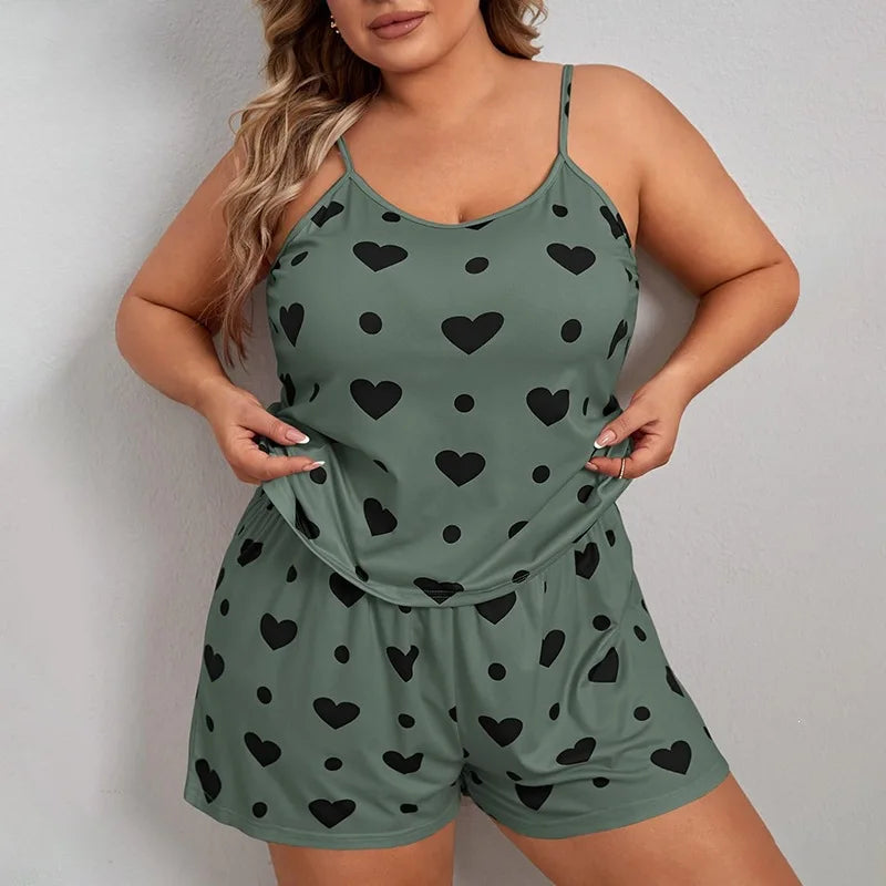 Pyjama Ample 2 Pièces Femme – Haut Court et Short Imprimé