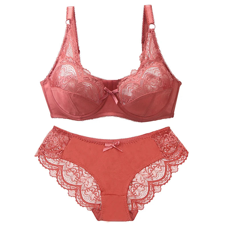 Ensemble Lingerie Femme – Push-Up à Nœud en Dentelle et Culotte