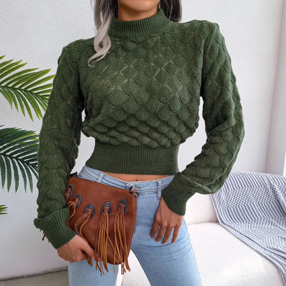 Pull Court Femme – Maille Texturée à Losanges