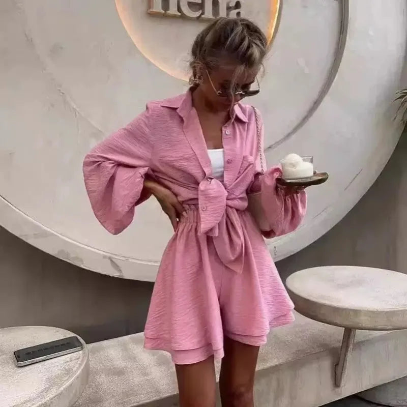 Ensemble 2 Pièces Femme – Chemise Blanche et Short Ample