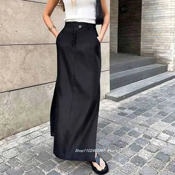 Jupe Longue Noire Femme – Ample et à Poches