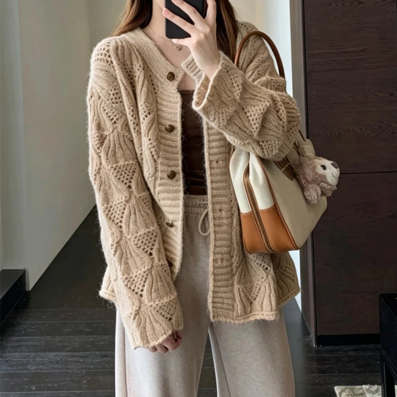 Cardigan en Maille Femme – Style Coréen Chic