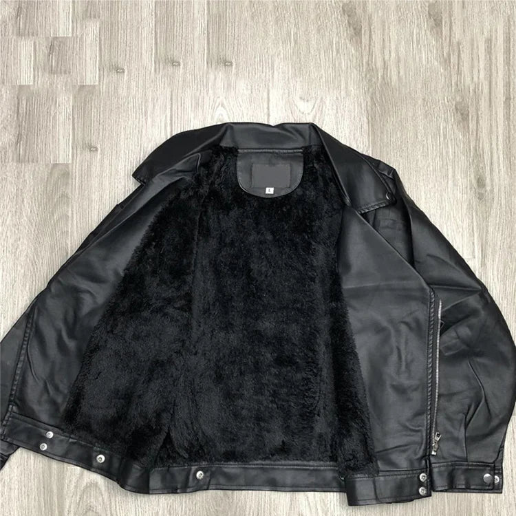 Veste motard femme noire en simili cuir