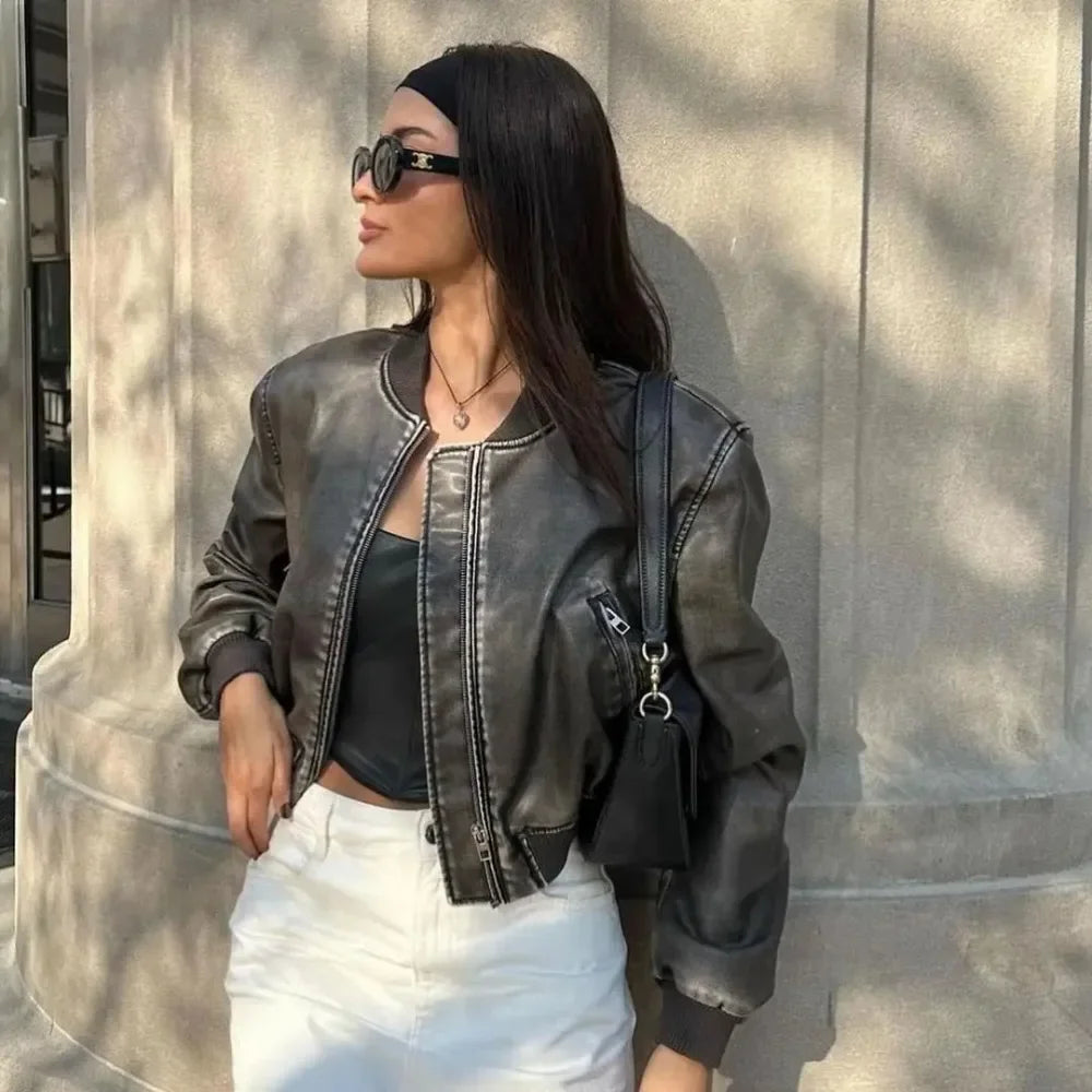 Veste Femme – Similicuir Délavé