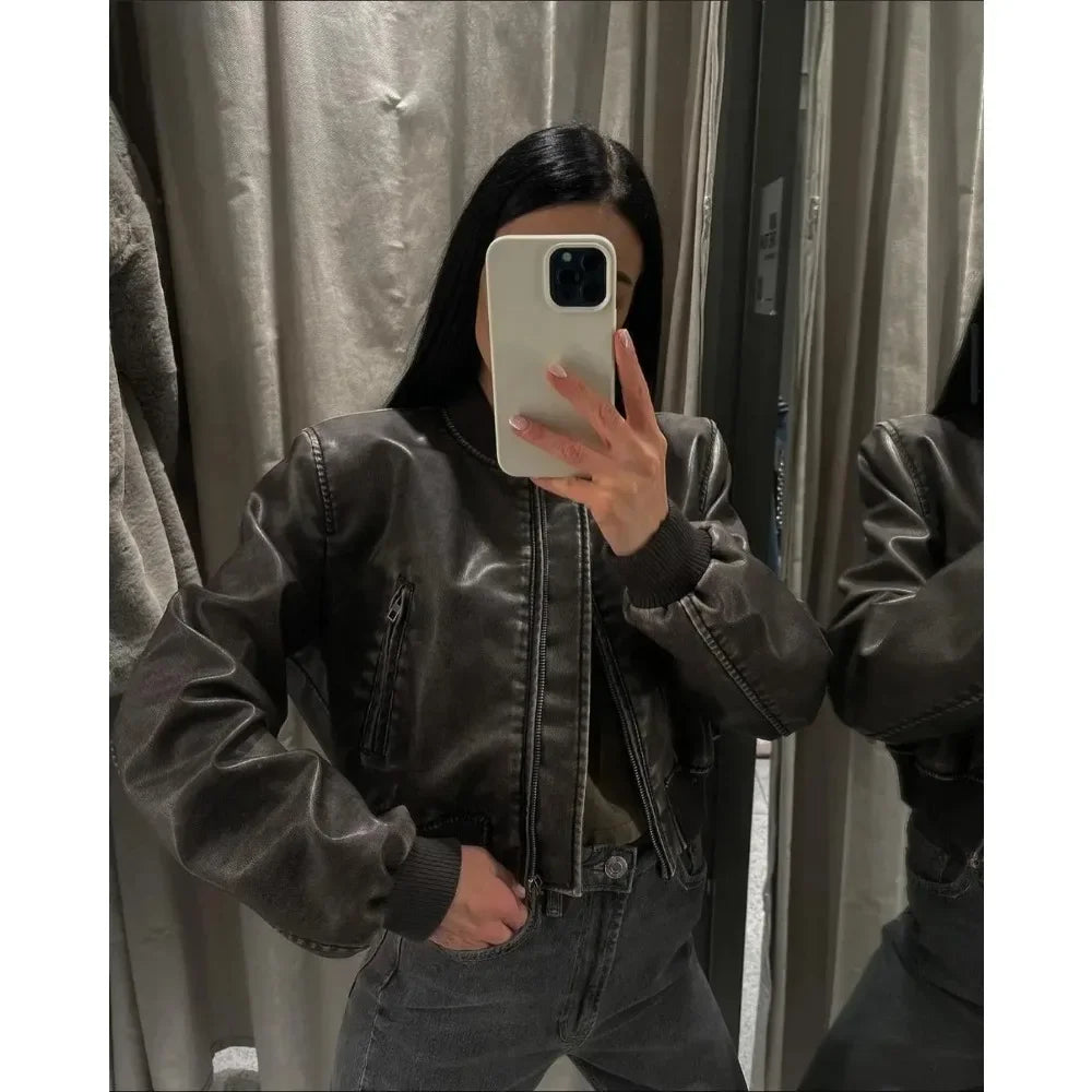 Veste Femme – Similicuir Délavé