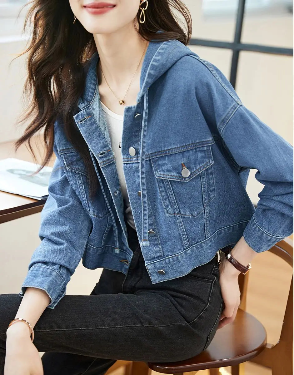 Veste en Jean à Capuche Femme – Style Vintage